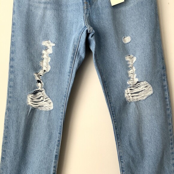 Levi’s Premium 501 Straight Leg Crop Button Fly Distressed Jeans Blue 31 - Picture 10 of 13